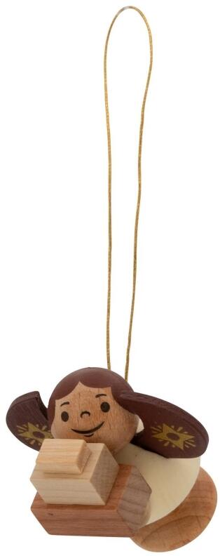 Baumbehang – naturbelassener Sternengel mit goldverzierten Flügeln und Geschenken – BxHxT 4 x 4,5 x 