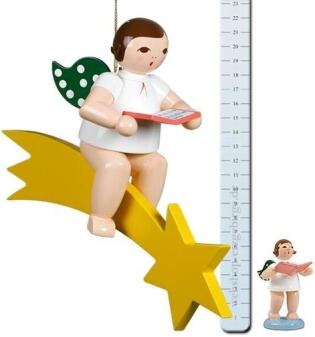 Fensterbild Engel auf Schweif mit Buch ohne Krone Höhe 25cm