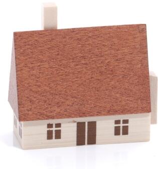 Miniaturhaus - Erzgebirgshaus mit Schornstein und Aussenklo Natur -Ansicht 1 - Hergestellt im