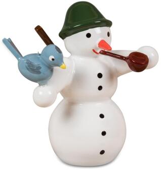 Holzfigur Schneemann Jäger mit Gewehr Höhe 6,5cm