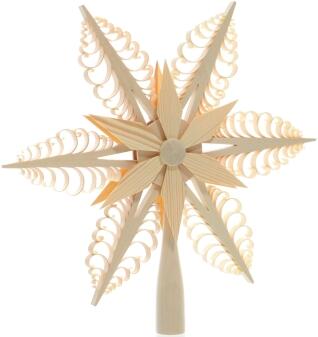 Christbaumschmuck – Filigrane, handgefertigte Christbaumspitze mit beidseitigem Spanstern –