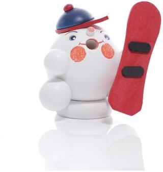 Räucherfigur – Mini Räucherschneeball mit Snowboard – weiß - BxHxT 8,5x7x6,5 cm