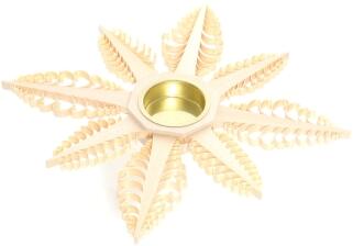 Teelichthalter als Spanstern aus 8 gestochenen B&auml;umchen - Ansicht Vorne - Hergestellt im