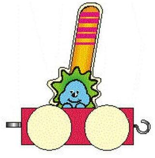 Holzbuchstabe – farbenfrohes I mit niedlichem Tiermotiv auf Rädern, handbemalt – BxHxT = 5 x 7 x 3