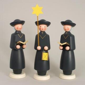 Kurrendefiguren schwarz mit Stern, Laterne und Bücher aus Holz von Zeidler Holzkunst aus dem