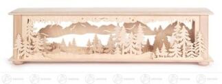 Zubehör Universalsockel klein Wald elektrisch beleuchtet aus Holz mit filigraner Waldszene von