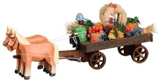 Pferdeschlitten – Erntedankwagen mit Kutscher & 2 Pferden – bunt handbemalt – L ca. 9 cm