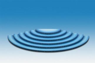 Holzsockel Engelwolke blau-weiß 6-stufig halbrund BxT 60x32cm