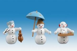 Holzfigur Schneemänner 3tlg. Höhe 6,5cm