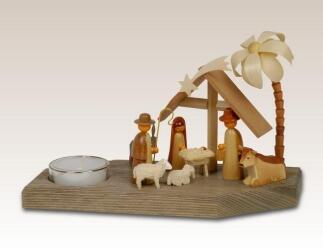 Kerzenhalter Christi Geburt mit Teelicht Höhe=12cm