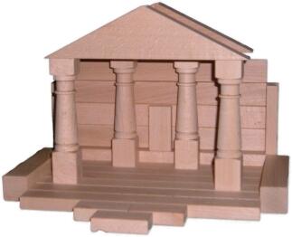 Holzspielzeug - naturbelassene Baukasten Domizil 3 - BxHxT 37,5x28,5x7,5cm