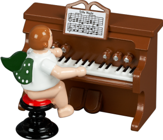 Holzfigur Engel am Harmonium ohne Krone Höhe 6cm
