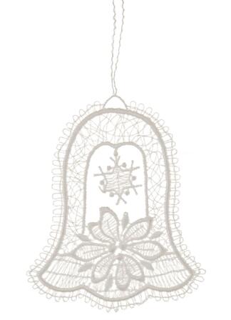 Baumbehang Glocke mit Weihnachtsstern Plauener Spitze BxHxT 9x9x0,1cm