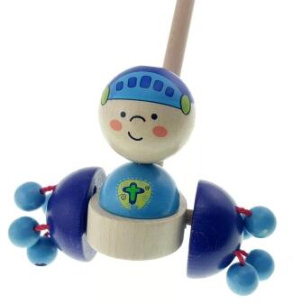 Schiebespielzeug Ritter aus Holz mit Helm und klappernden Rädern von Hess Holz Spielzeug,