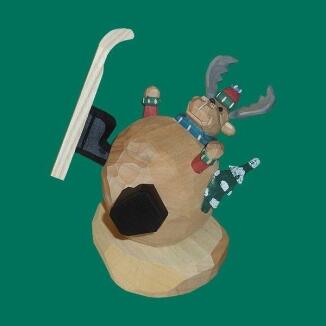 Räucherfigur – kunstvoller Elch in farbiger Schneekugel mit Räucherfunktion – H = 15 cm