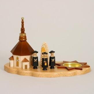 Kerzenhalter - Kurrende mit Seiffener Kirche naturgehalten - HxLxB 13,5x21,5x12cm