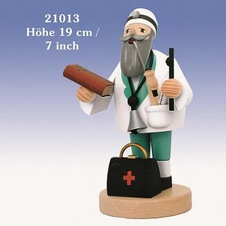 Räuchermann – detailreicher Doktor mit weißem Kittel, Arztkoffer und Pfeife, mehrfarbig – BxHxT = 10
