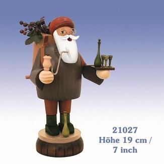 Räuchermann – detailreicher Weinhändler mit Traubenkorb und rotem Hut, mehrfarbig – BxHxT = 10 x 19 
