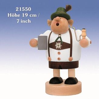 Räuchermann – fröhlicher Bayer mit Lederhose, Maßkrug und farbenfrohem Hut aus Holz von KWO,