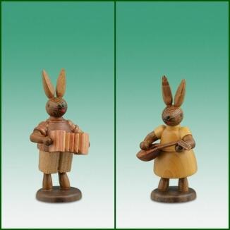 Osterdekoration Osterhasen Musikanten paar Höhe 7,5cm