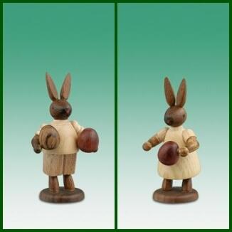 Osterdekoration Osterhasenpaar mit Ostereiern Höhe 7,5cm