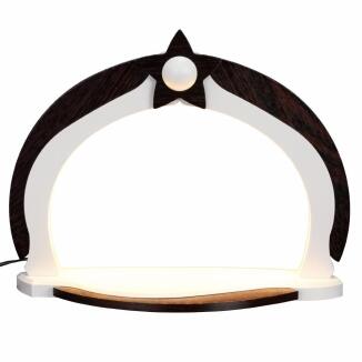 Schwibbogen - unbestückt weiß mit elektrischer LED-Beleuchtung - BxH 30x23cm