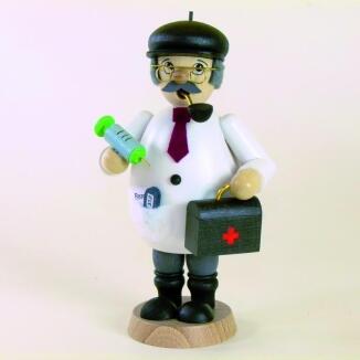 Räuchermann – traditioneller Arzt mit Koffer und Spritze, liebevoll handbemalt, weiß-bunt – BxHxT = 