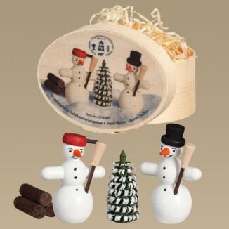 Spandosen – bunte Spandose mit Schneemännern und Ringelbaum – ca. 10,5 x 5 x 8 cm