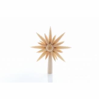 Christbaumspitze – Holzstern Erzgebirge mit Ringelbäumchen naturfarben – Ø ca. 21 cm