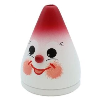 Räucherfigur – detailreicher Kegel mit abnehmbarem Sockel, weiß/rot – BxH = 5 x 8 cm