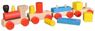 Holzspielzeug - bunte Eisenbahn mit 3 Anhängern - Länge ca. 42cm