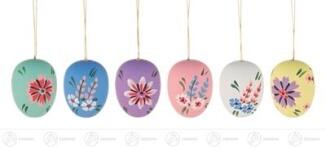 Ostern & Frühjahr Behang Ostereier seidenmatt (6) Höhe ca 4 cm