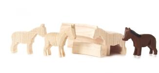 Reifentiere – detailreich geschnitzte Holzfiguren im Naturdesign, bunt bemalt – BxHxT = 14,5 x 3,5 x