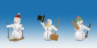 Holzfigur Schneemänner 3tlg. Höhe 6,5cm