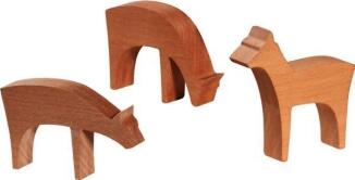 Miniaturen – filigrane, naturgetreu bemalte Rehe aus Holz, 3-teilig – BxHxT = 4 x 4 x 1 cm