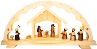 LED-Lichterbogen – Christi Geburt mit beleuchtetem Stall – BxHxT 51 x 24 x 6 cm