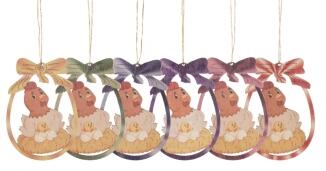 Strauchbehang – detailreiche Henne im Nest mit sechs Küken, farbenfroh und handgefertigt – BxHxT = 6