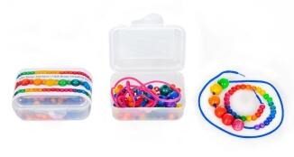 Holzspielzeug - farbiges Perlen-Fädelspiel - Länge 100 cm