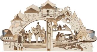 Lichterbogen – naturbelassener Motivleuchter „Drei Haselnüsse für Aschenbrödel“ für 3 Teelichter –