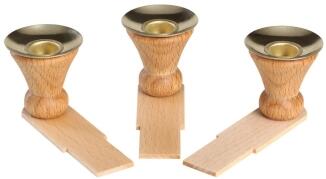 Kerzeneinsatz-Set – naturbelassen, handgefertigt mit Messingeinsatz für 14 mm Kerzen – 3er-Set –