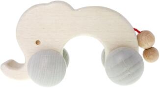 Babyspielzeug – liebevoller Rolli Elefant mit bunten Farben, Holzdesign – BxHxT = 12 x 8.5 x 4.5 cm