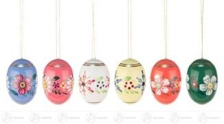 Ostern & Frühjahr Behang Ostereier mit Blumenmotiven (6) Höhe ca 5,5 cm