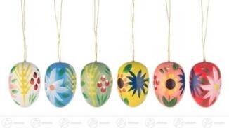 Ostern & Frühjahr Behang Ostereier mit Blumen (6) Höhe ca 3 cm