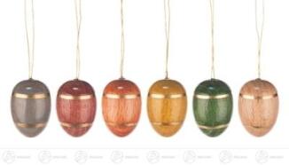 Ostern & Frühjahr Behang Ostereier mit Streifen (6) Höhe ca 3 cm