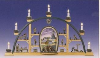 Schwibbogen – Seiffen Höhle mit buntem Bild, elektrisch beleuchtet – BxHxT ca. 70x40x5 cm