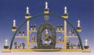 Schwibbogen – Hauer über sich, mit Karre, mit Balken elektrisch – BxHxT ca. 70x40x5cm