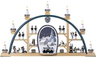 Schwibbogen – Seiffen mit Kurrende, elektrisch beleuchtet – BxHxT ca. 70x40x5 cm