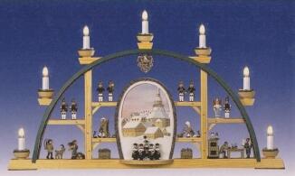 Schwibbogen – Seiffen Kurrende braunes Bild elektrisch – BxHxT ca. 70x40x5cm