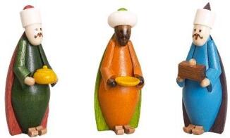 Miniaturfiguren Heilige Drei Könige aus Holz, bunt handbemalt von Erzgebirgische Volkskunst
