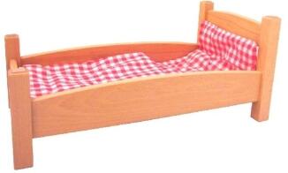 Puppenbett – naturbelassenes Holzspielbett „Mondschein“ mit Garnitur – BxHxT ca. 29x24,5x53,5 cm